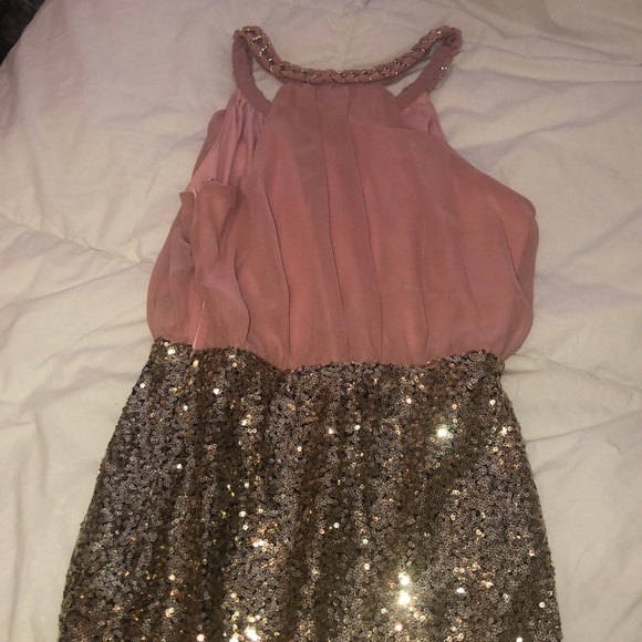 pink gold sequin semi/formal/homecoming/prom dress - Picture 5 of 8
